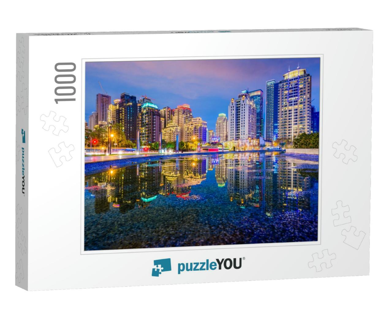 Taichung, Taiwan City Skyline At Night... Jigsaw Puzzle with 1000 pieces