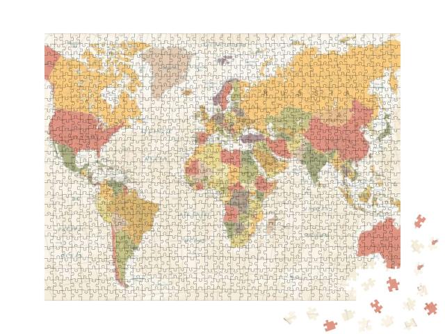 Vintage World Map - Detailed Vector Illustration... Jigsaw Puzzle with 1000 pieces