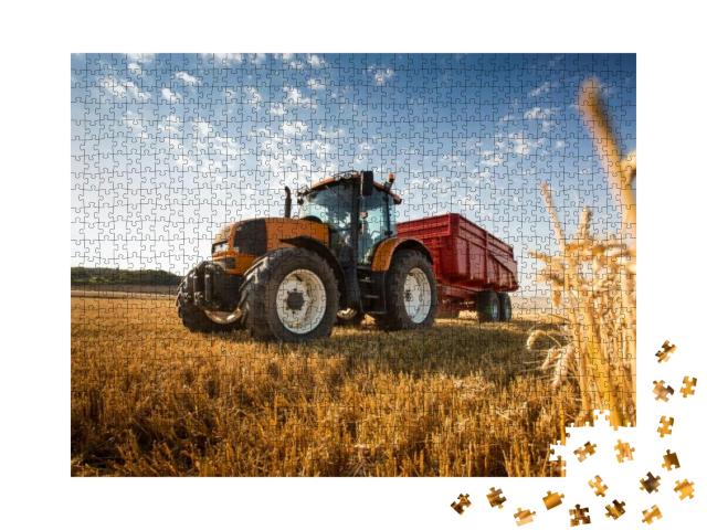 A Tractor During the Harvest... Jigsaw Puzzle with 1000 pieces