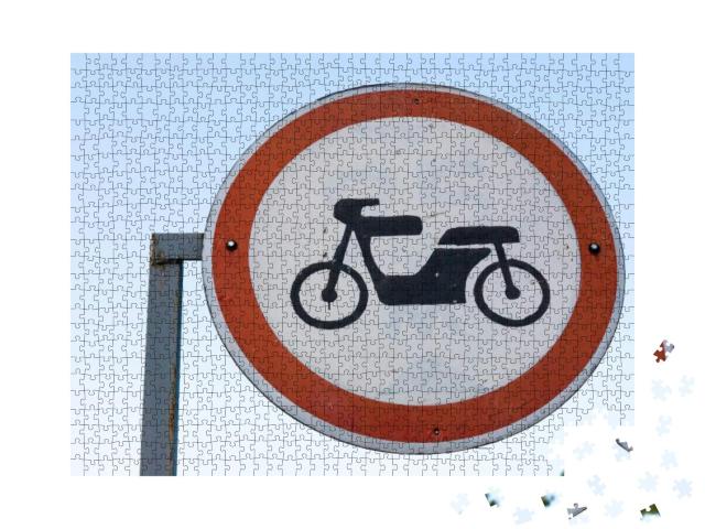 Dutch Road Sign No Access for Mopeds, Motor-Assisted Bicy... Jigsaw Puzzle with 1000 pieces