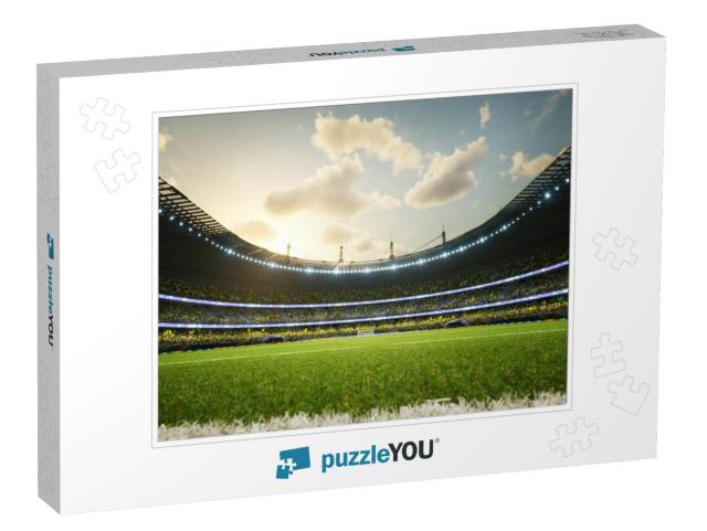 soccer stadium defocus background evening arena wi Jigsaw Puzzle