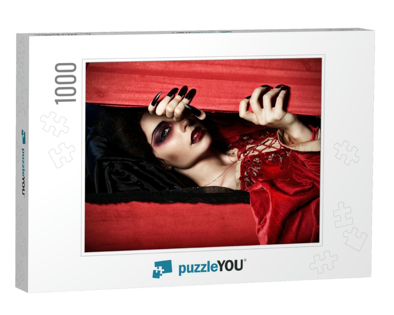 Bloodthirsty Female Vampire Rises from the Coffin on the... Jigsaw Puzzle with 1000 pieces