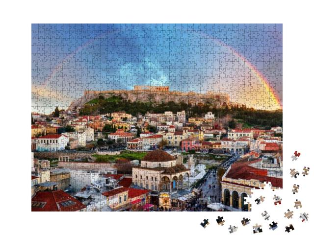 Athens, Greece - Monastiraki Square & Ancient Acropolis w... Jigsaw Puzzle with 1000 pieces