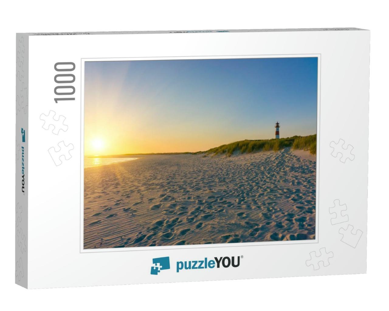 Germanys North Sea Coast. Long Empty Beach with a Lightho... Jigsaw Puzzle with 1000 pieces