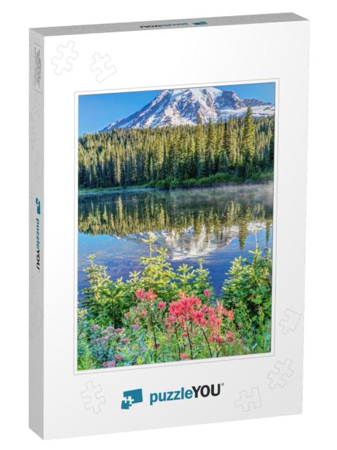 A Popular View of Mount Rainier At Reflection Lake with W... Jigsaw Puzzle