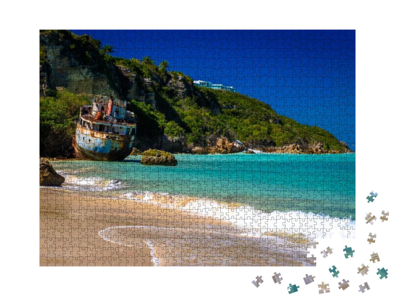 Shipwrecks Lay in Ruins on the Shores of Sandy Ground Bea... Jigsaw Puzzle with 1000 pieces