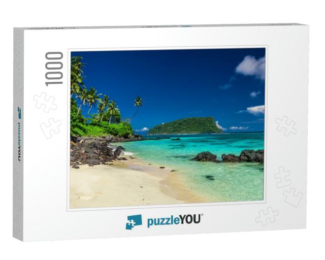 Vibrant Tropical Lalomanu Beach on Samoa Island with Coco... Jigsaw Puzzle with 1000 pieces
