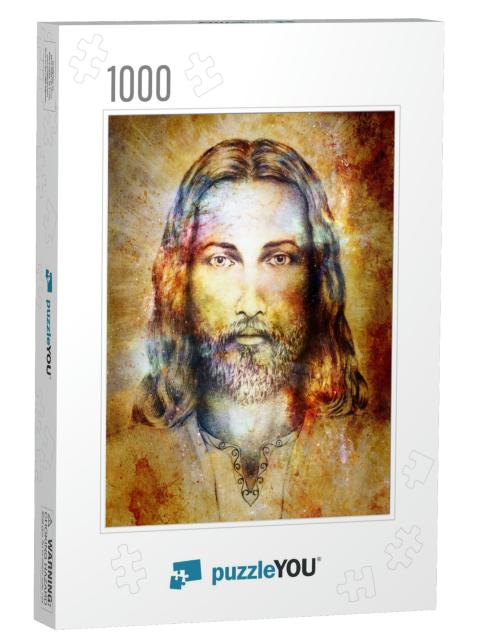 Jesus Christ Painting with Radiant Colorful Energy of Lig... Jigsaw Puzzle with 1000 pieces