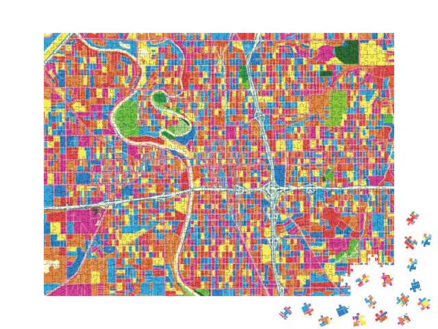 Colorful Vector Map of Wichita, Kansas, U. S. A.. Art Map... Jigsaw Puzzle with 1000 pieces