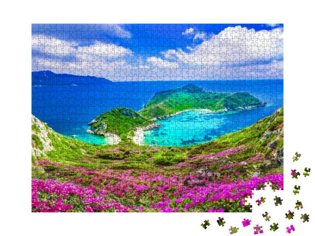 Aerial View of Porto Timoni, Afionas Region, Corfu... Jigsaw Puzzle with 1000 pieces