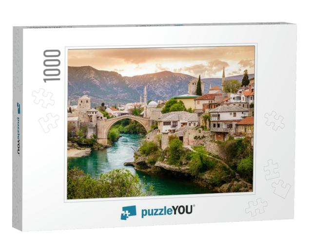 Scenic View of the City of Mostar & the Neretva River, Bo... Jigsaw Puzzle with 1000 pieces