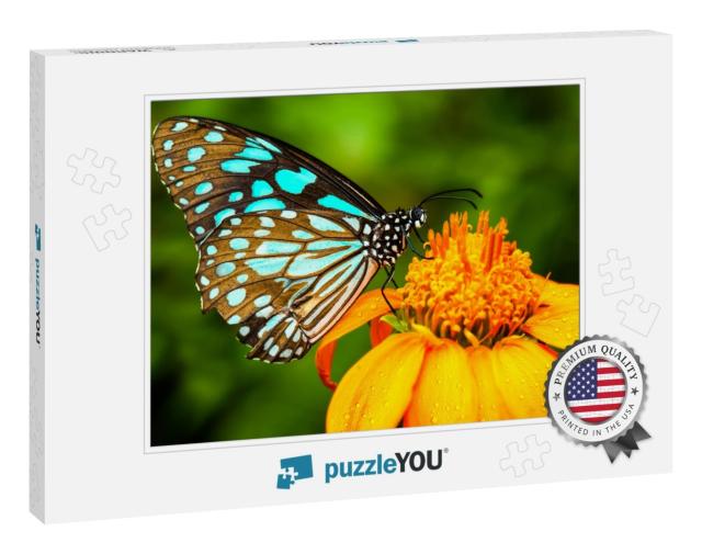Blue Butterfly Fly in Morning Nature... Jigsaw Puzzle