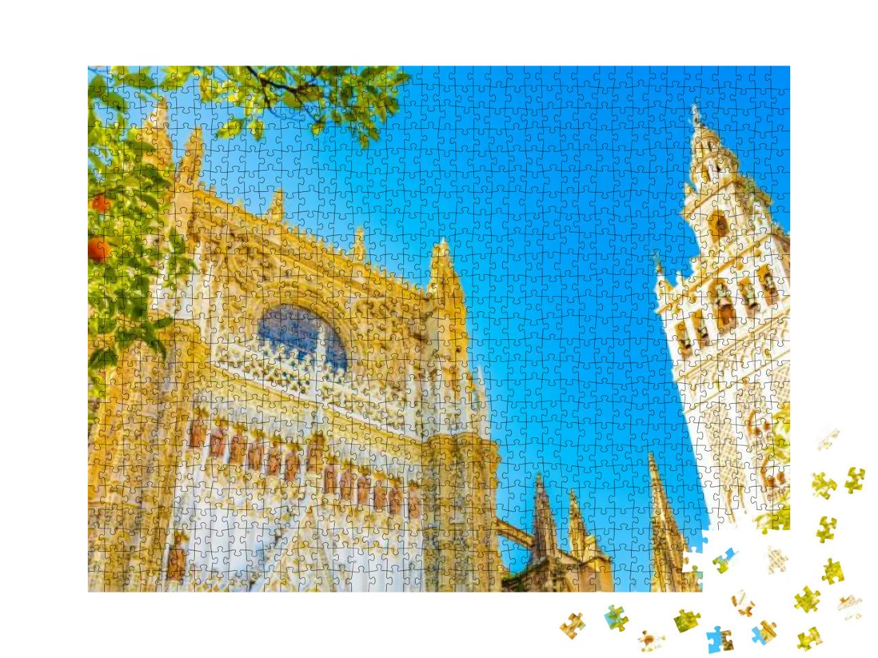 Sevilla Cathedral & Giralda Tower Over Blue Sky in Sevill... Jigsaw Puzzle with 1000 pieces