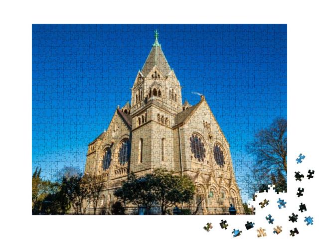 Cemetery Church in the Northern Part of Wuppertal Elberfe... Jigsaw Puzzle with 1000 pieces