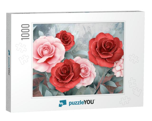 3D Illustration Modern Floral Background. Luxurious Abstr... Jigsaw Puzzle with 1000 pieces
