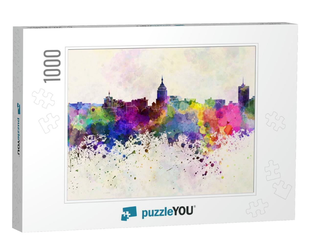 Fresno Skyline in Watercolor Background... Jigsaw Puzzle with 1000 pieces