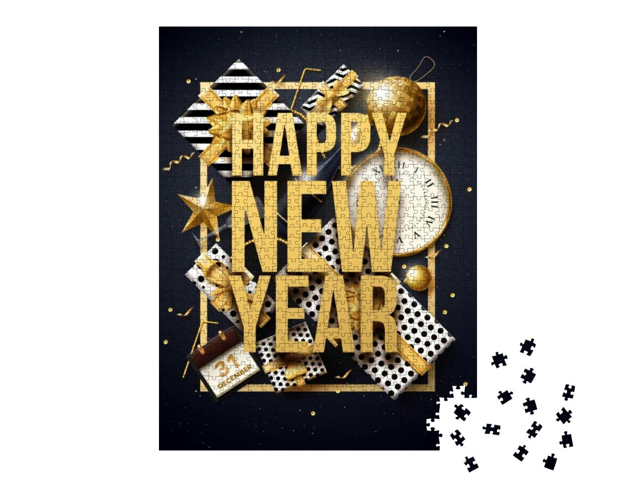 Vector Illustration of Happy New Year 2018 Gold An... Jigsaw Puzzle with 1000 pieces