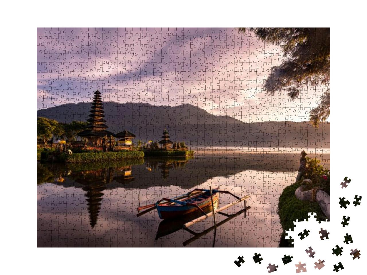 A Beautiful Sunrise At a Lake Bratan with Ulundanu Temple... Jigsaw Puzzle with 1000 pieces
