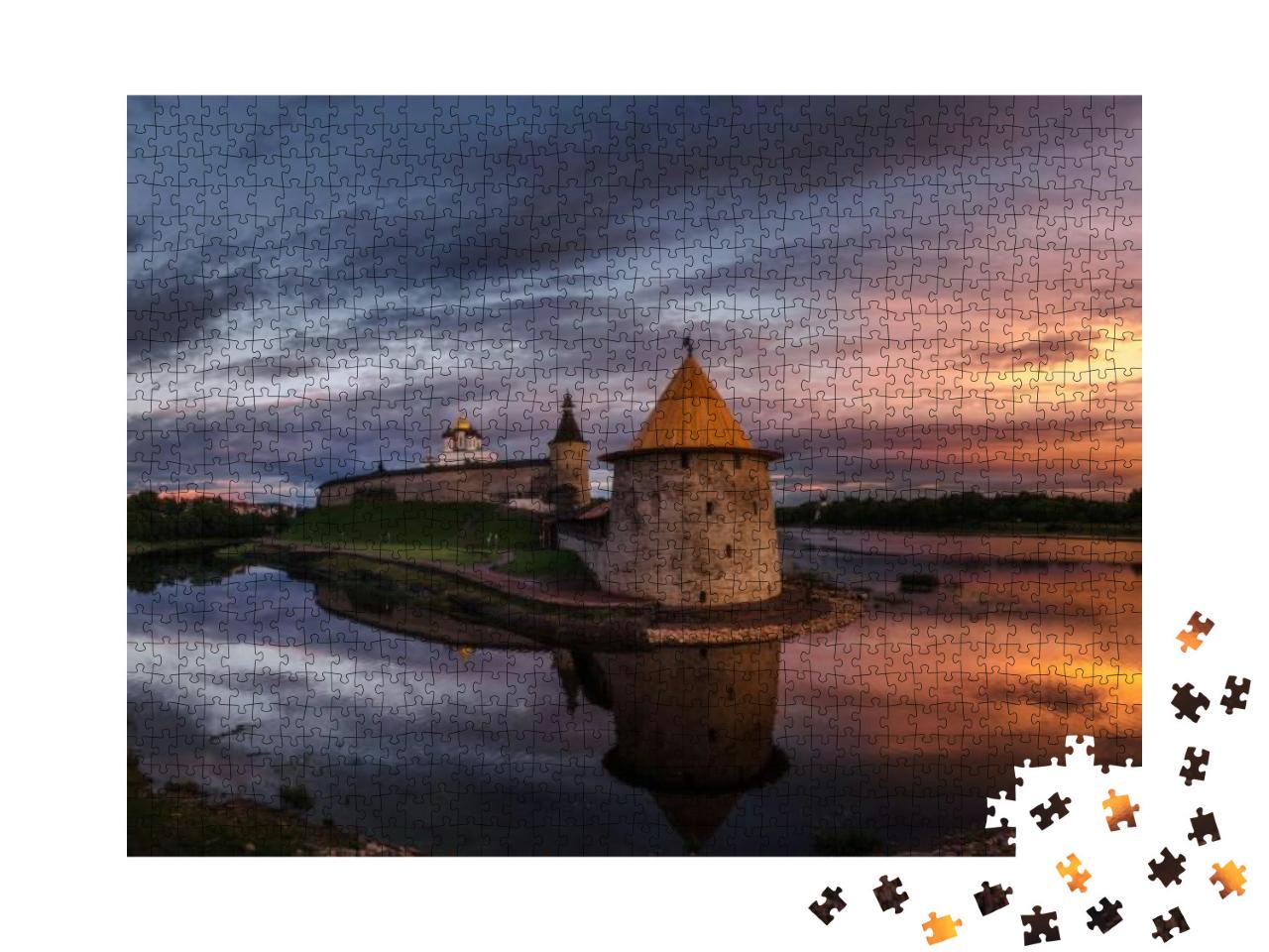 Ancient Fortress on the River Bank. Russia. Pskov Kremlin... Jigsaw Puzzle with 1000 pieces