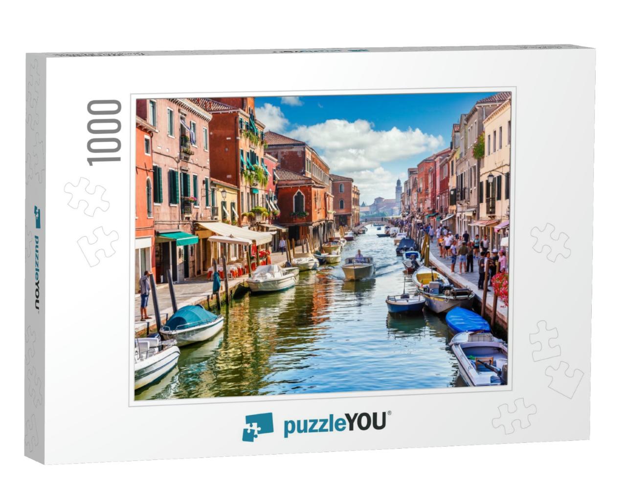 Island Murano in Venice Italy. View on Canal with Boat &... Jigsaw Puzzle with 1000 pieces