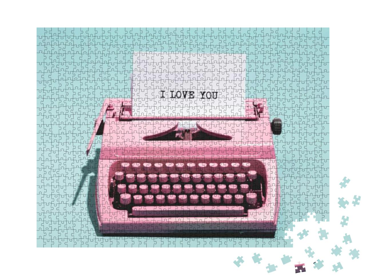 Pink Vintage Typewriter with a White Sheet of Paper & I L... Jigsaw Puzzle with 1000 pieces