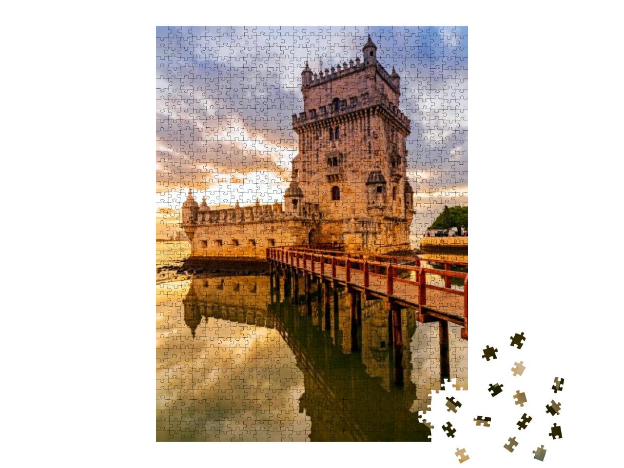 Belem Tower At Sunset in Lisbon, Portugal... Jigsaw Puzzle with 1000 pieces