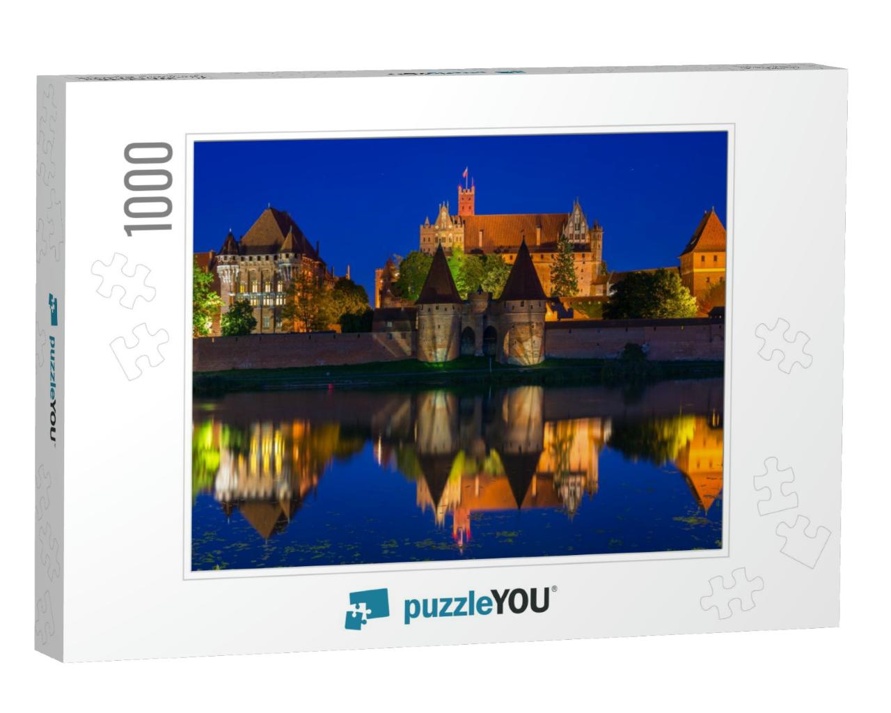 Malbork Castle Over the Nogat River At Night, Poland... Jigsaw Puzzle with 1000 pieces