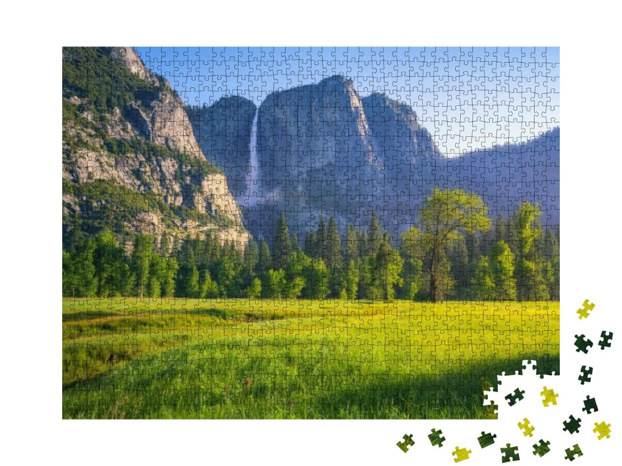 Yosemite Falls from Yosemite Valley, California in the US... Jigsaw Puzzle with 1000 pieces