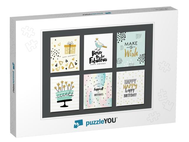 Set of Birthday Greeting Cards Design... Jigsaw Puzzle