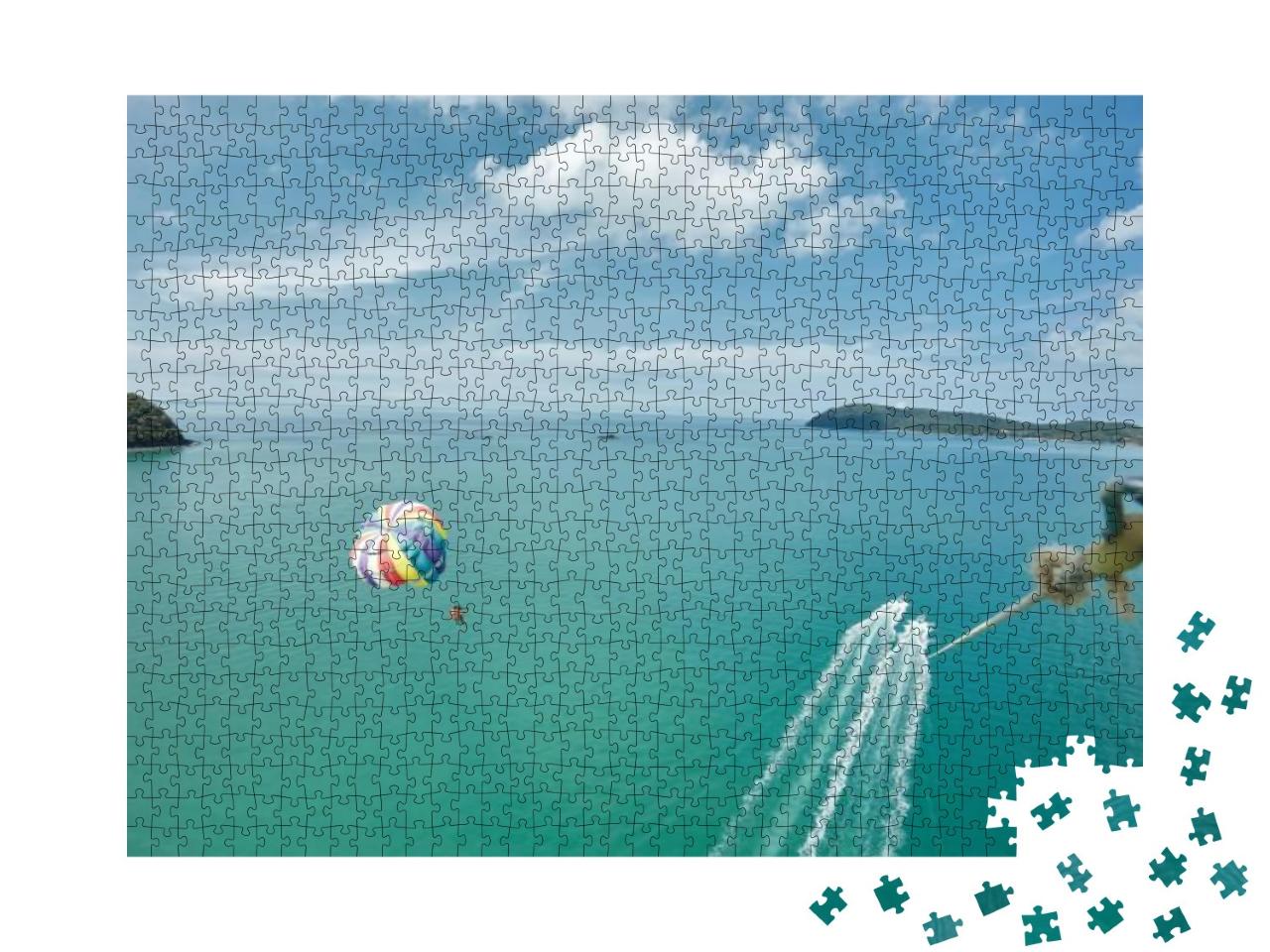Aerial View of Parasailing Over the Island View in Langka... Jigsaw Puzzle with 1000 pieces