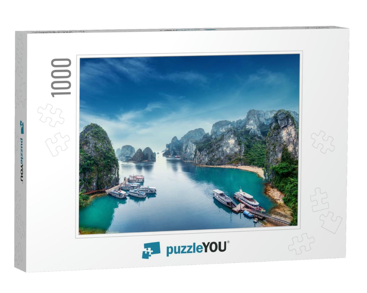 Tourist Junks Floating Among Limestone Rocks At Ha Long B... Jigsaw Puzzle with 1000 pieces