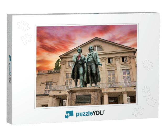Sunset At the Famous German National Theater with Goethe-... Jigsaw Puzzle
