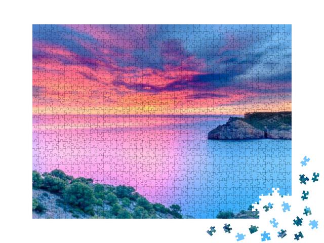 Beautiful Dawn At the Mediterranean Sea Punta Montgo, Esc... Jigsaw Puzzle with 1000 pieces