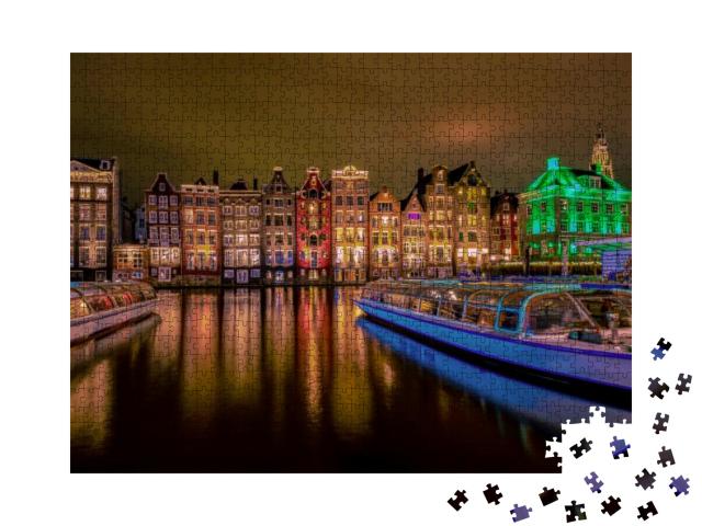 Amsterdam Canals in the Evening Light, Dutch Canals in Am... Jigsaw Puzzle with 1000 pieces