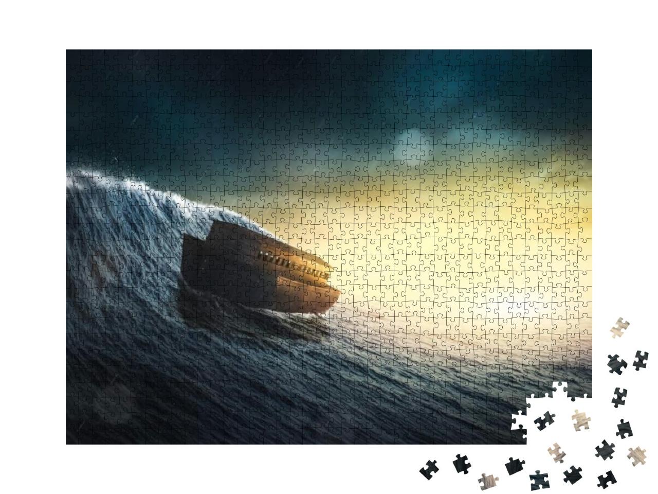 Noahs Ark in the Middle of a Storm. / 3D Rendering, Mixed... Jigsaw Puzzle with 1000 pieces