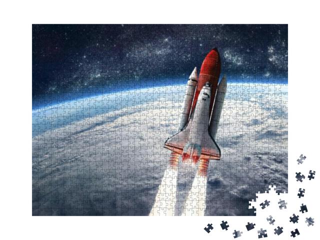 Space Shuttle Launch in the Open Space Over the Earth. Oc... Jigsaw Puzzle with 1000 pieces