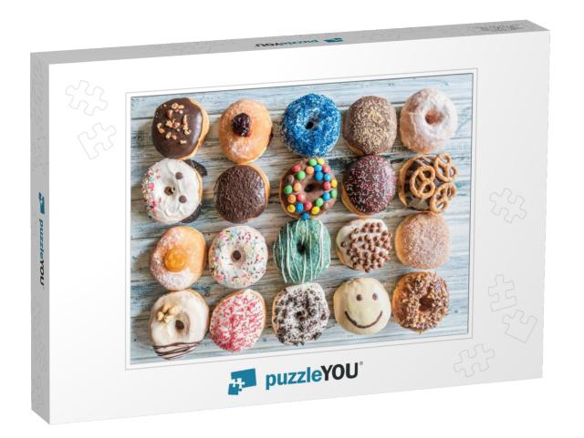 Many Sweet Glazed Donuts on the Table... Jigsaw Puzzle