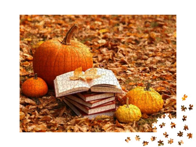 Autumn Books. Reading Books About Autumn. Halloween Books... Jigsaw Puzzle with 1000 pieces