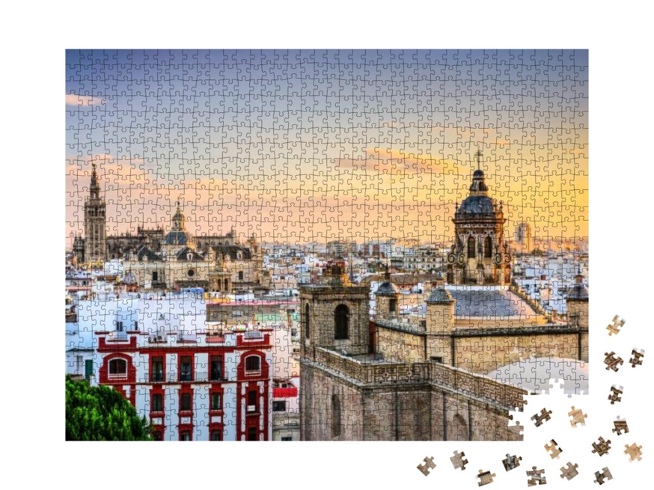 Seville, Spain City Skyline At Dusk... Jigsaw Puzzle with 1000 pieces