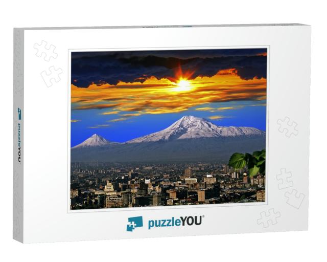 A Beautiful View of Mountain Ararat & Yerevan City During... Jigsaw Puzzle