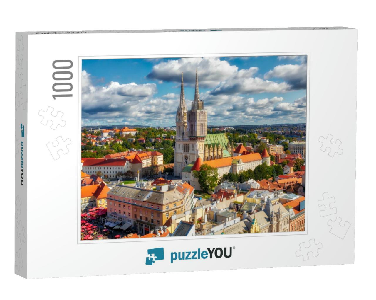 The Zagreb Cathedral on Kaptol. Aerial View of the Centra... Jigsaw Puzzle with 1000 pieces