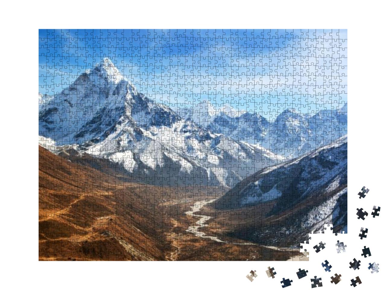 Panoramic Beautiful View of Mount Ama Dablam with Beautif... Jigsaw Puzzle with 1000 pieces