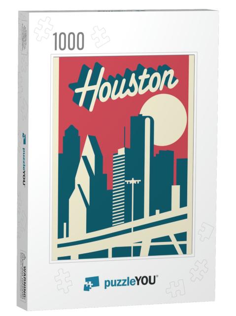 Houston Texas Skyline Postcard... Jigsaw Puzzle with 1000 pieces