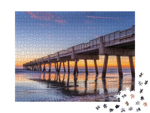 Jacksonville, Florida, USA Beach View with Jacksonville Pi... Jigsaw Puzzle with 1000 pieces