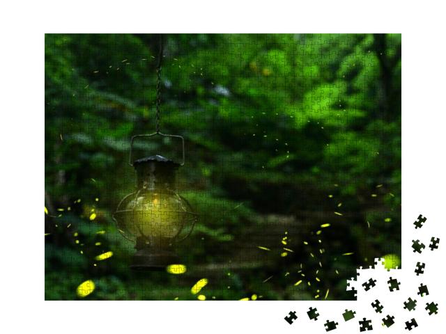 Fireflies Flying Among the Stone Steps & Oil Lam... Jigsaw Puzzle with 1000 pieces
