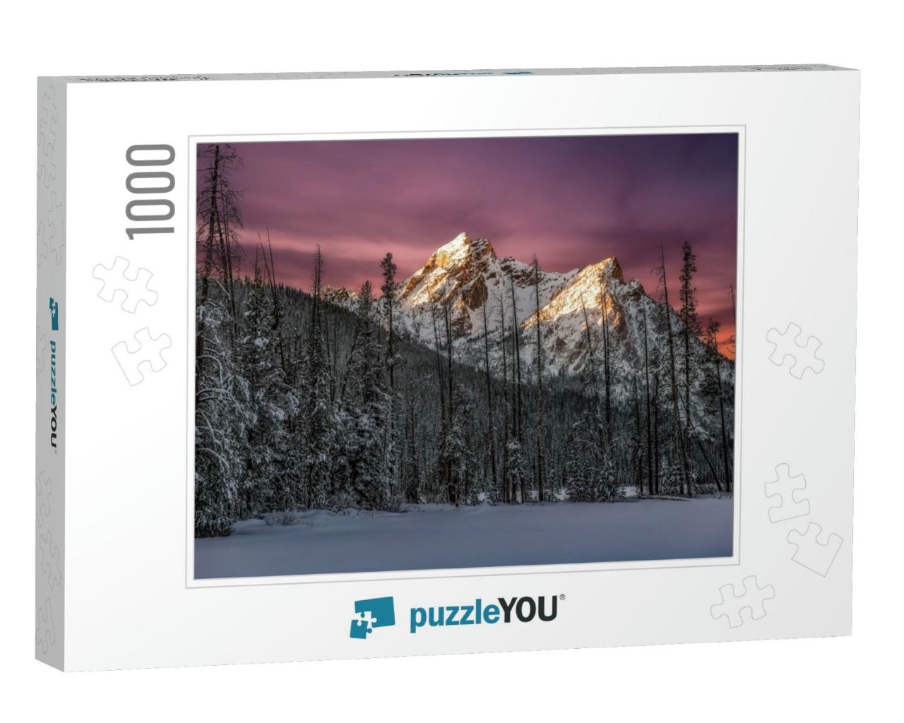Snow Covered Forest Before a Magnificent Peak in Idaho's... Jigsaw Puzzle with 1000 pieces