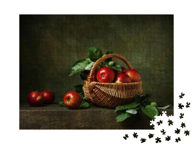 Still Life with Apples in a Basket... Jigsaw Puzzle with 1000 pieces
