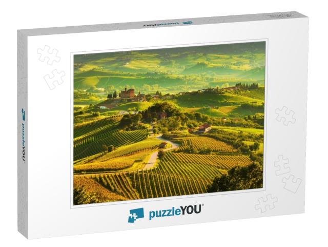 Langhe Vineyards Sunset Panorama, Grinzane Cavour, UNESCO... Jigsaw Puzzle