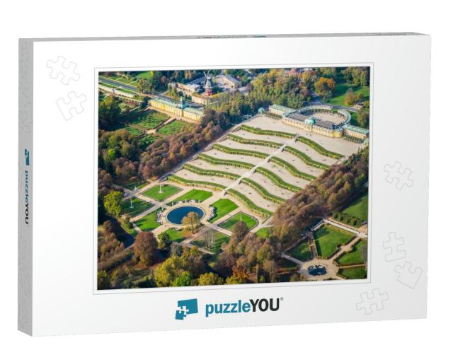 Potsdam, Germany, Sanssouci Palace in Early Autumn - Aeri... Jigsaw Puzzle