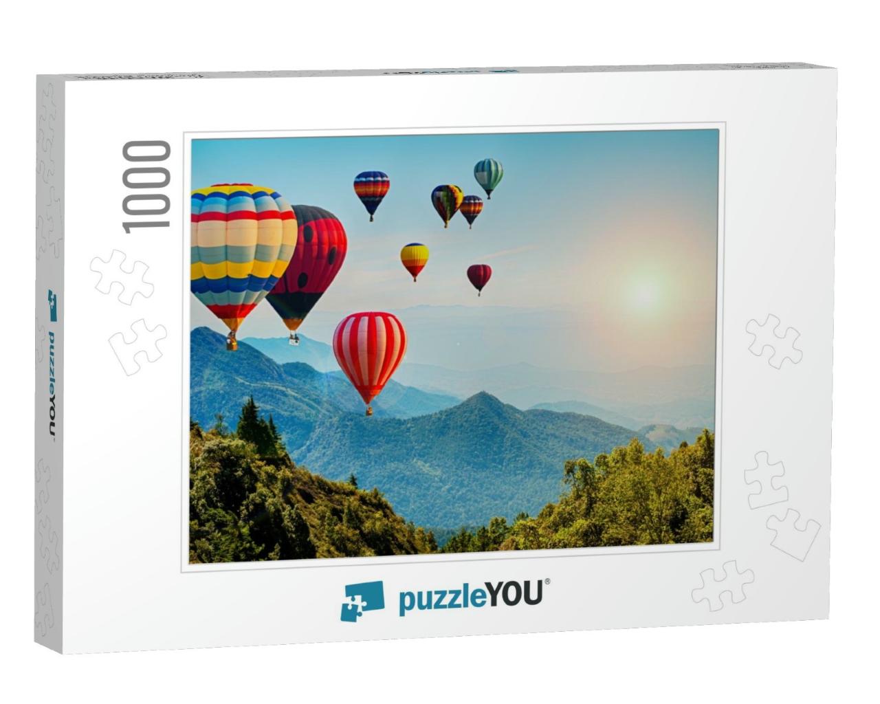Beautiful View of Mountain with Hot Air Balloons on Morni... Jigsaw Puzzle with 1000 pieces